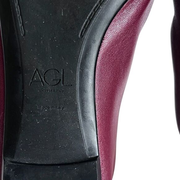 AGL Attilio Giusti Leombruni Studded Flats Pointy Toe Shoes 39 Burgundy - Picture 8 of 10